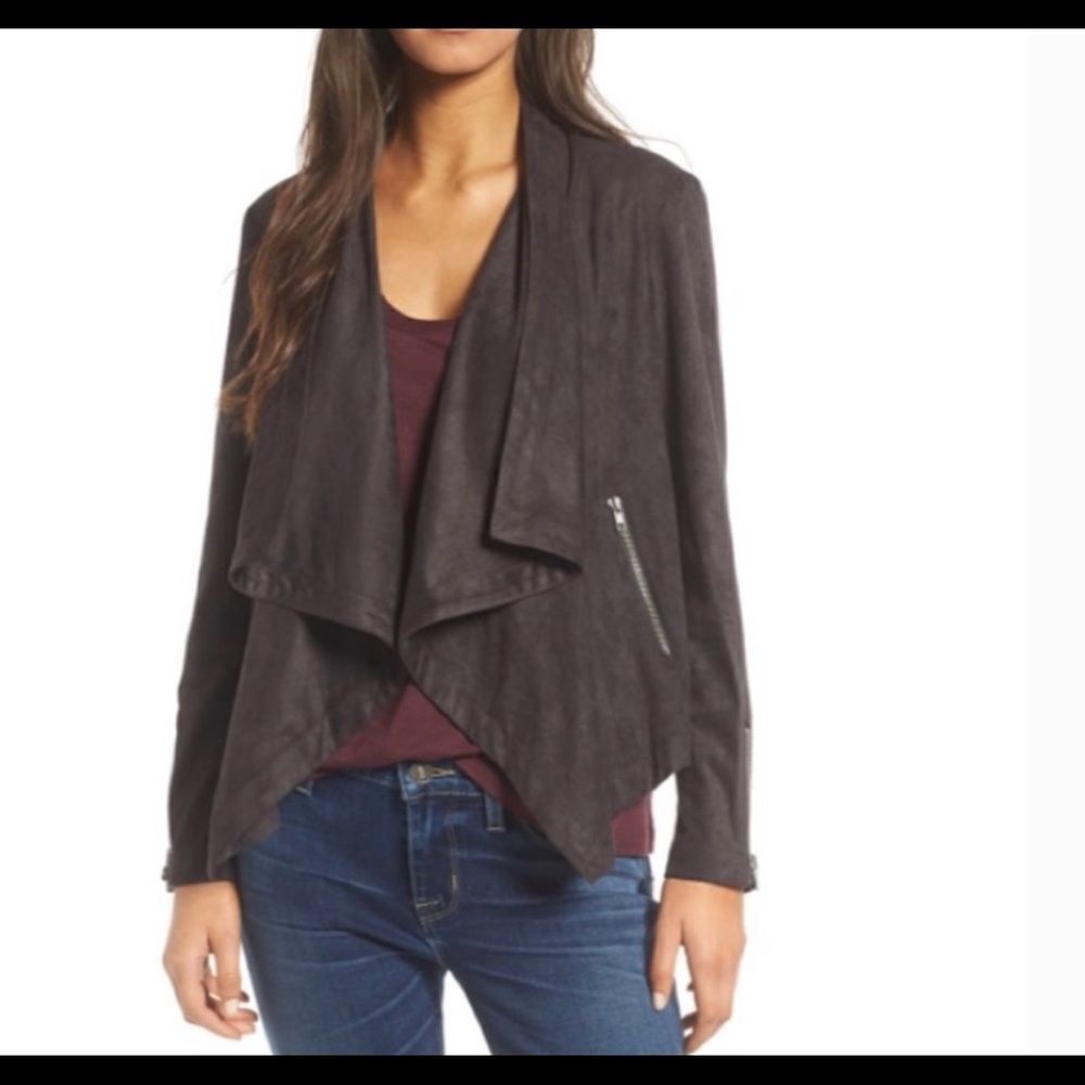 Cupcakes and Cashmere Microfiber‎ Charcole Brown Waterfall Jacket Sz Medium